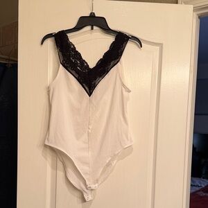 Zara Bodysuit with Black Lace Trim